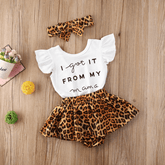 'I got it from My Mumma' Girls 3 piece suit set with matching headband.